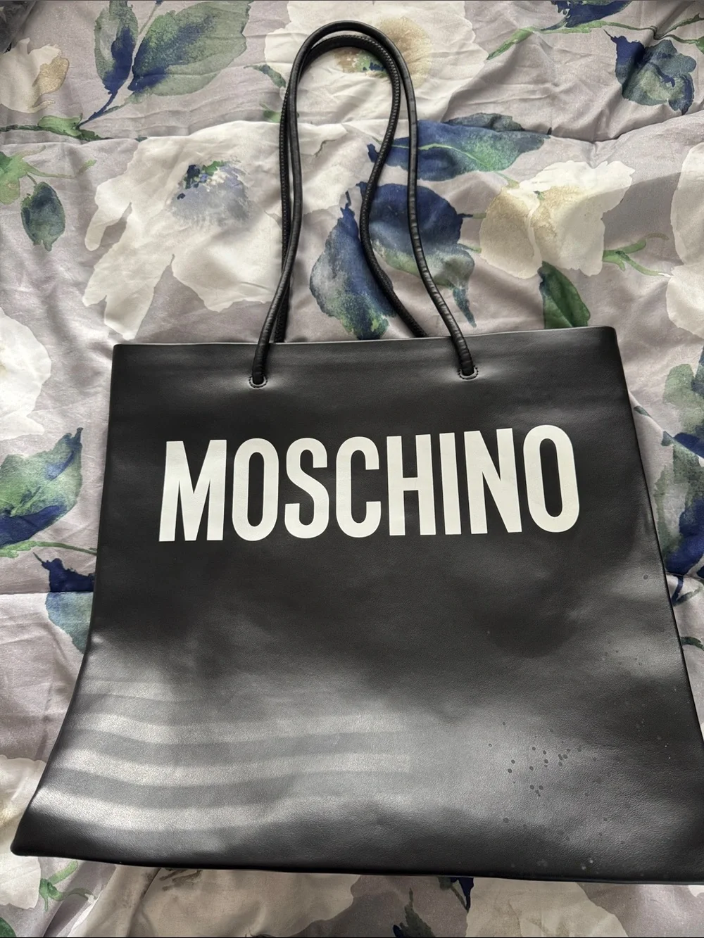 Moschino Black Tote with White Logo